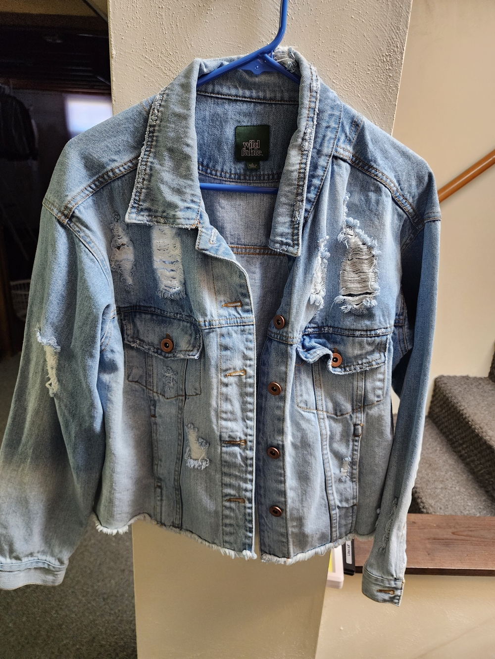 Wild Fable Light Blue Distressed Denim Jacket - Women's Sz L